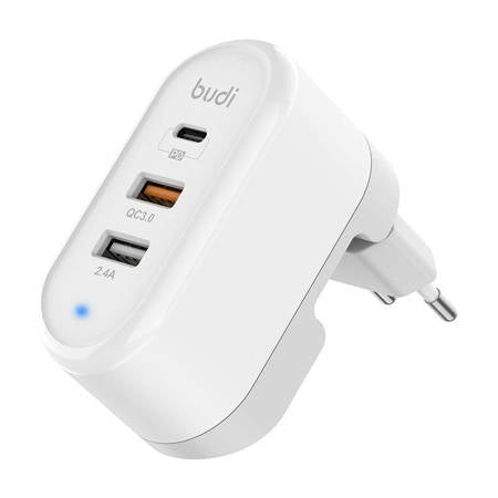 CARREGADOR BUDI 315TE, USB-C+USB, 100V-240V