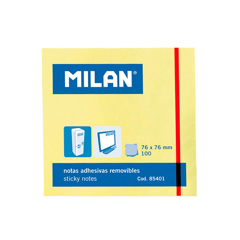 MILAN BLOC DE 100 NOTAS ADHESIVAS - REMOVIBLES - 76MM X 76MM - CO