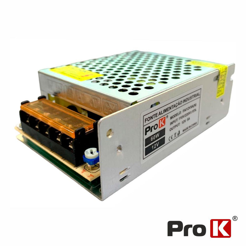 FONTE DE ALIMENTAÇÃO INDUSTRIAL 12V 60W 5A PROK