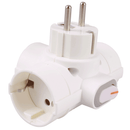 ADAPTADOR ALEMÃO DE 3 VIAS COM INTERRUPTOR 16A BRANCO