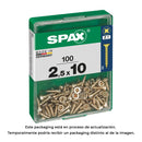 CAIXA 100 UNID. PARAFUSO MADEIRA SPAX CABEZA PLANA YELLOX 2,5X10M