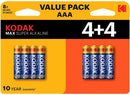 PILA KODAK MAX AAA LR3 ALKALINE 1 BLISTER (4+4)