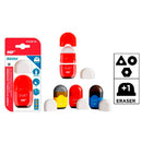 APONTADOR DE LÁPIS COM RECIPIENTE PARA APARAS E BORRACHA, CORES S