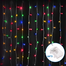 LUZES DE CORDAS PLANAS DE CORTINA DE BATERIA 3AA, RGBY, 1M*1M