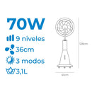 VENTOINHA DE NEBULIZAÇÃO RECARREGÁVEL 70W, 41 X 41 X 128 CM