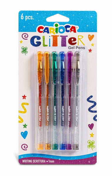 CARIOCA GLITTER GEL PACK DE 6 BOLIGRAFOS - PUNTA Ø 1MM - TINTA GE