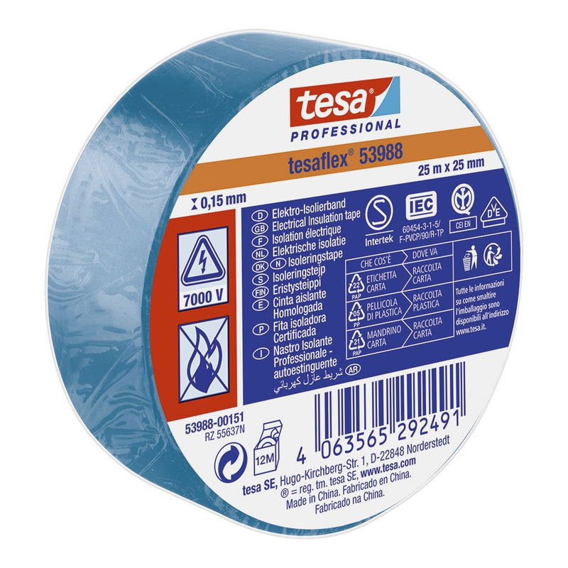 FITA ISOLANTE PVC AZUL, 25 M X 25 MM