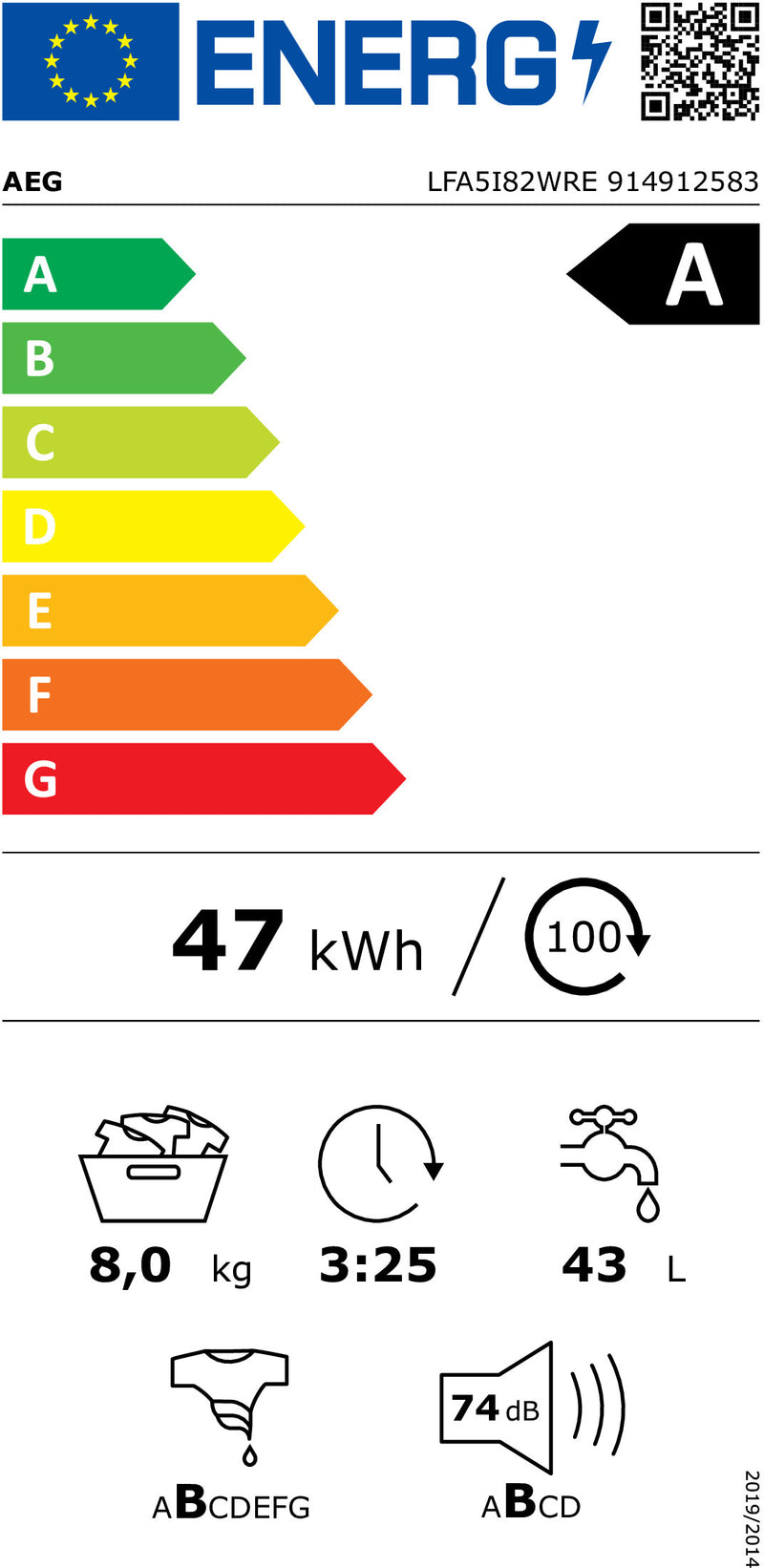 MÁQUINA DE LAVAR ROUPA AEG LFA5I82WRE( 1200 RPM - 8 KG - BRANCO