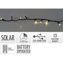 GUIRLANDA LED, 200 LEDS, 8 FUNÇÕES PISCADAS EM BRANCO QUENTE, SOL