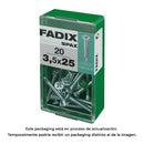 CAIXA S 20 UNID. PARAFUSO ROSCA CHAPA CP AUTOT. ZINCO 3,5X25MM FA