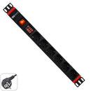 MULTIPLE SOCKET RACK 19"- 6 SCHUKO, WITH ONOFF SWITCH AND POWER+C