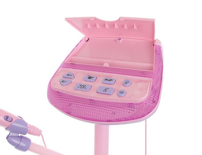 KIT KARAOKE INFANTIL COM SUPORTE E MICROFONE ROSA