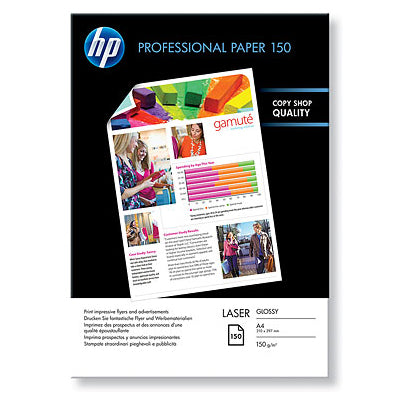 HP Papel profissional brilhante para laser de 150 gramas - 150 fo