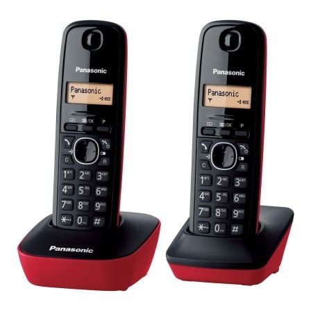 TELÉFONO INALÁMBRICO PANASONIC KX-TG1612 PACK DUO NEGRO Y ROJO