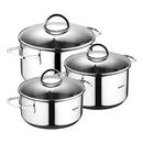 TREM DE COZINHA COM 6 PEÇAS DE INOX PARA INDUÇÃO: CAÇAROLA DE 16