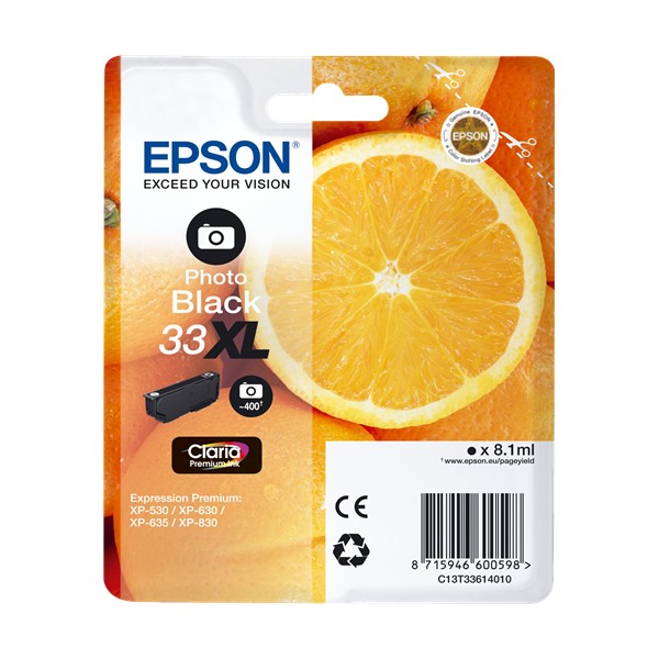 TINTEIRO EPSON SERIE 33XL PRETO PHOTO XP-530/630/635/830 - C13T33