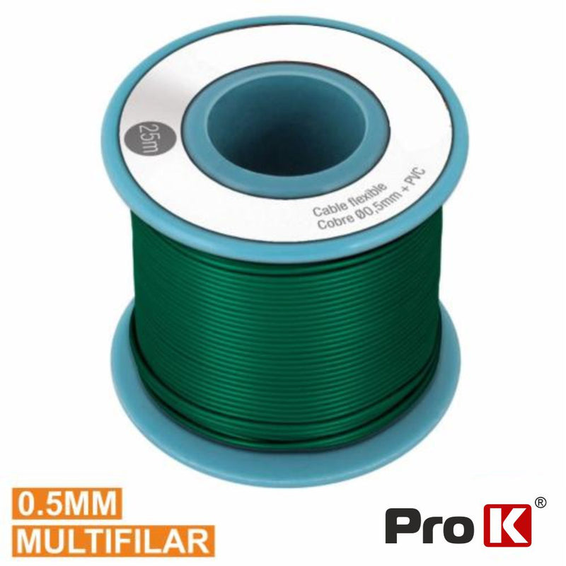 CABO MULTIFILAR VERDE 0.5MM ROLO 25M PROK