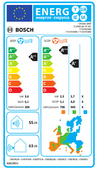 AR CONDICIONADO BOSCH CLIMATE 2000 3,5KW  (24 m² - 12000 BTU - Br