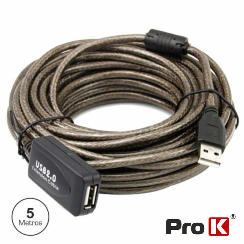 CABO USB-A 2.0 MACHO  USB-A FÊMEA AMPLIFICADO 5M PROK