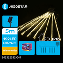 SOLAR 30CM-METEOR SHOWER LIGHTS, BRANCO QUENTE, 5M