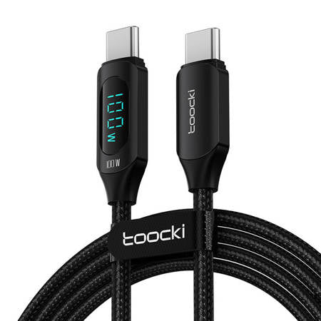 TOOCKI CHARGING CABLE USB C-C, 1M, 100W (BLACK)