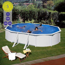 PISCINA OVALADA COM PAREDES DE AÇO E CHAPA BRANCA 500X300X120CM K