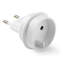 ADAPTADOR EUROPEU - UNIVERSAL, 10 A 250 V, PINOS 4 MM, BRANCO