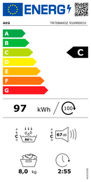MÁQUINA DE SECAR ROUPA AEG TR708A0OZ 8KG