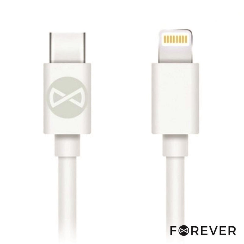 CABO USB-C MACHO  LIGHTNING BRANCO PD 3A 1M FOREVER