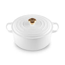 LE CREUSET - COCOTTE SIGNATURE REDONDA 28CM BRANCO POMO DOURADO 2