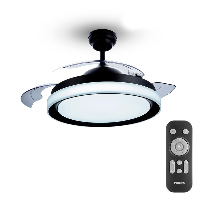 VENTOINHA DE TETO LED MODELO ATLAS. COR PRETO. POTÊNCIA: 28+35W L