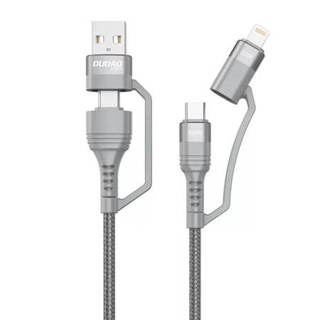 CABO USB DUDAO L20XS 4IN1 USB-C  LIGHTNING  USB-A 2.4A, 1M (CINZE