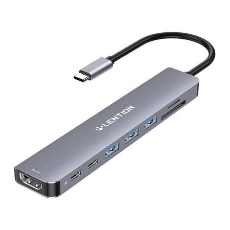 LENTION HUB 8 EM 1 4K60HZ USB-C P USB 3.0. PD. SD