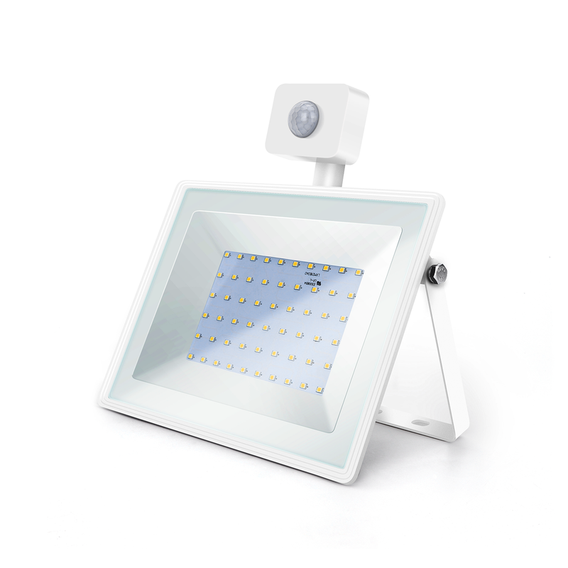 HOLOFOTE LED FINO COM SENSOR BRANCO 50W (FUNDIÇÃO SOB PRESSÃO)