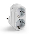 ADAPTADOR DUPLO SCHUKO 2P+T 16A 250 V COM ENTRADA FRONTAL, BRANCO