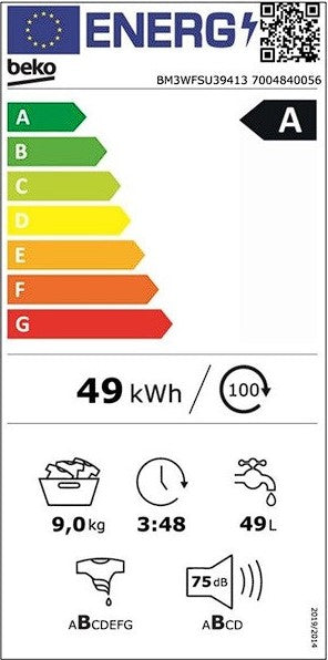 MÁQUINA DE LAVAR ROUPA BEKO BM3WFSU39413 9K 1400RPM ENERGYSPIN