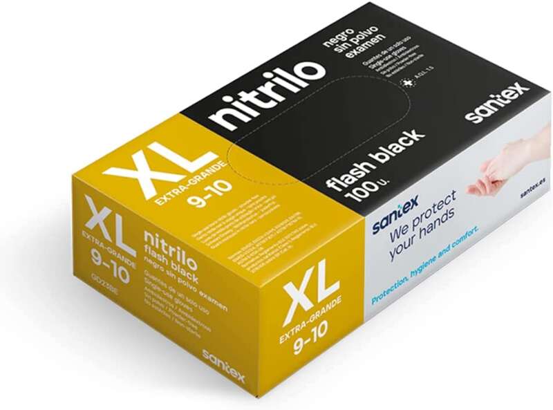 SANTEX FLASH BLACK PACK DE 100 LUVAS DE NITRILO TAMANHO XL - 6 GR