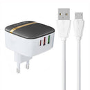 CARREGADOR 2XUSB,USB-C 32W LDNIO A3513Q + CABO MICRO-USB
