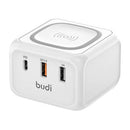 CARREGADOR 10W BUDI 317TE, 2X USB + USB-C, 18W BRANCO