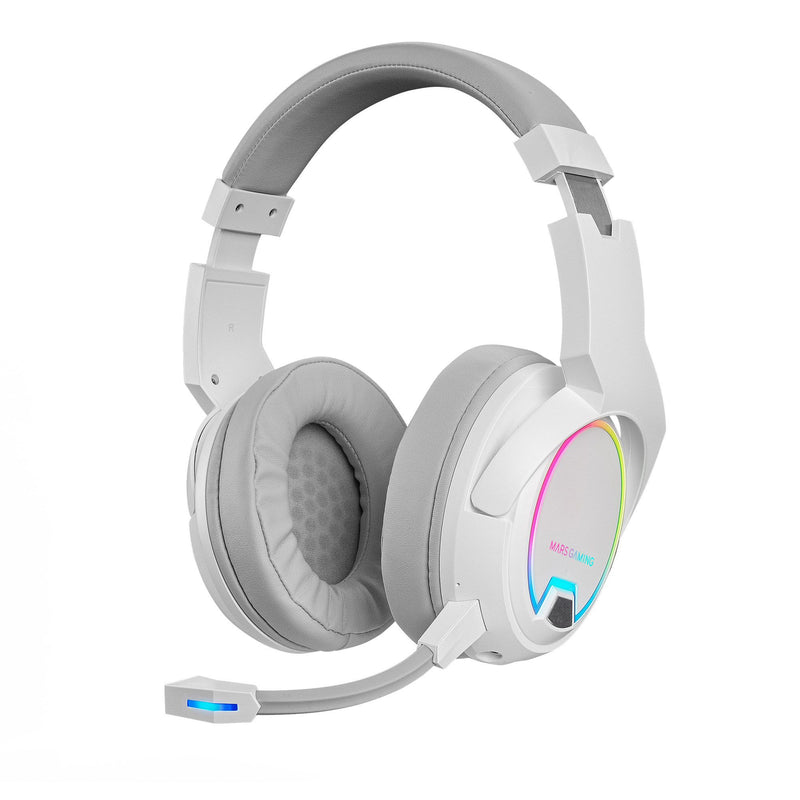 AUSCULTADORES MARS GAMING MHW-100 WIRELESS ARGB  BRANCO