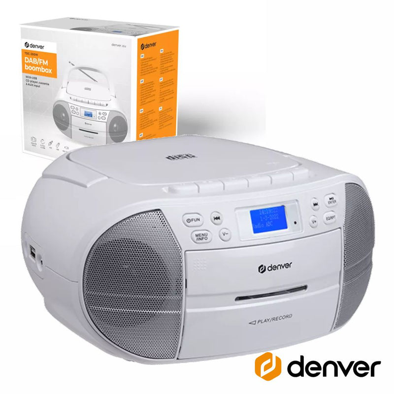 RÁDIO PORTÁTIL FMCDAUXCASSETES COLUNAS 2X15W DENVER