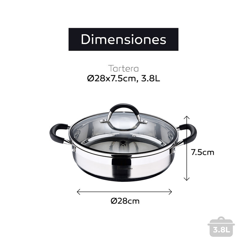 TACHO Ø28X7,5CM 3,8L INOX COM TAMPA FOODIES BGMP-1503-BK MASTERPR