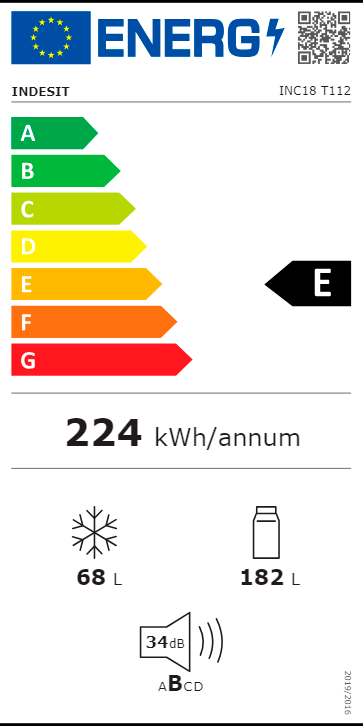 Indesit INC18 T112 Embutido 250 l E Branco