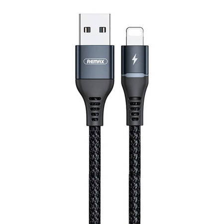 KABEL USB LIGHTNING REMAX LUZ COLORIDA, 2,4 A, 1 M PRETO