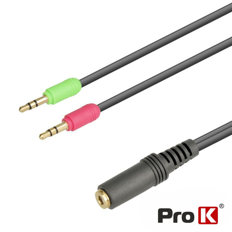 CABO JACK 3.5MM FEMEA 4P  2 JACK 3.5MM MACHO STEREO 0.2M