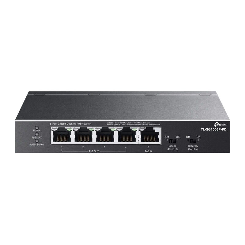 5-PORT GIGABIT DESKTOP POE+ SWITCH WITH 1-PORT POE++ IN AND 4-POR