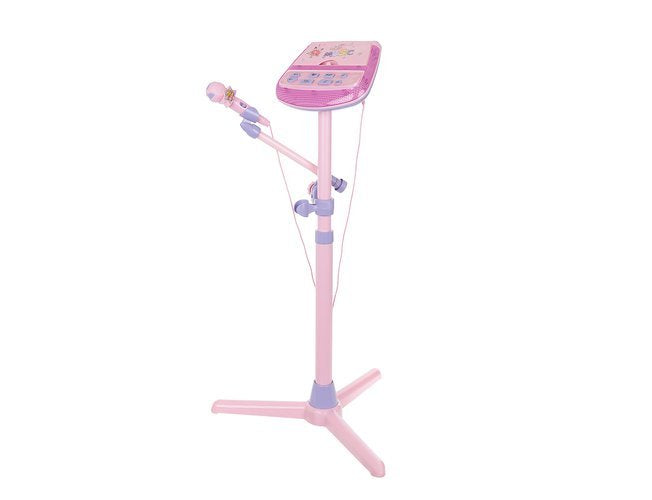 KIT KARAOKE INFANTIL COM SUPORTE E MICROFONE ROSA