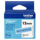 FITA DOMÉSTICA BTAG L31 PRETO SOBRE AZUL CLARO, LARGURA: 12 MM. C