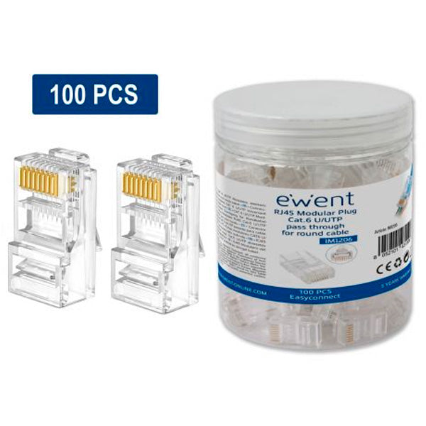 RJ45 PLUG, CAT 6 UUTP EASYCONNECT FOR AWG 23-26 CABLE, 15U GOLD P