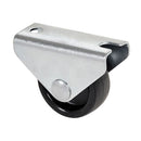 RODA FIXA COM PLACA E EIXO LISO COM DUAS FIXAÇÕES, COR PRETO, CAR